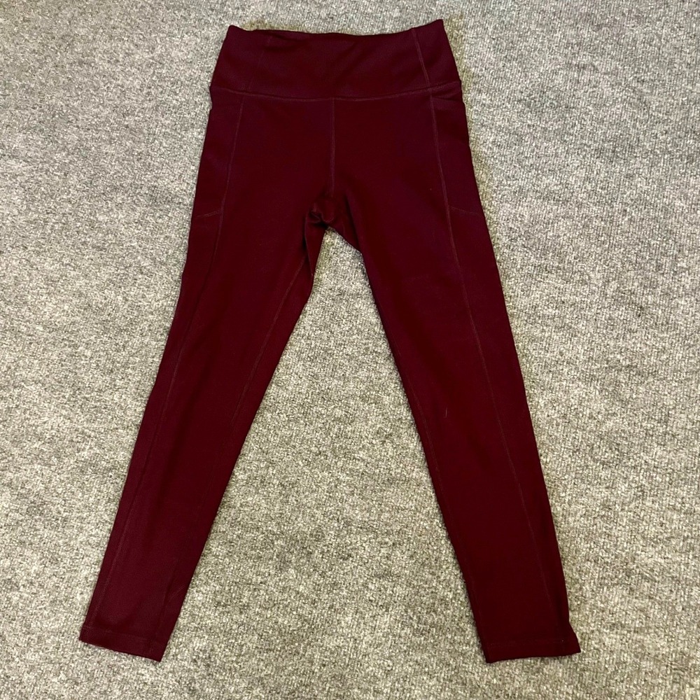 Victoria's Secret High Waist Leggings Size 6 Maroon Phone Pocket Athleisure Yoga